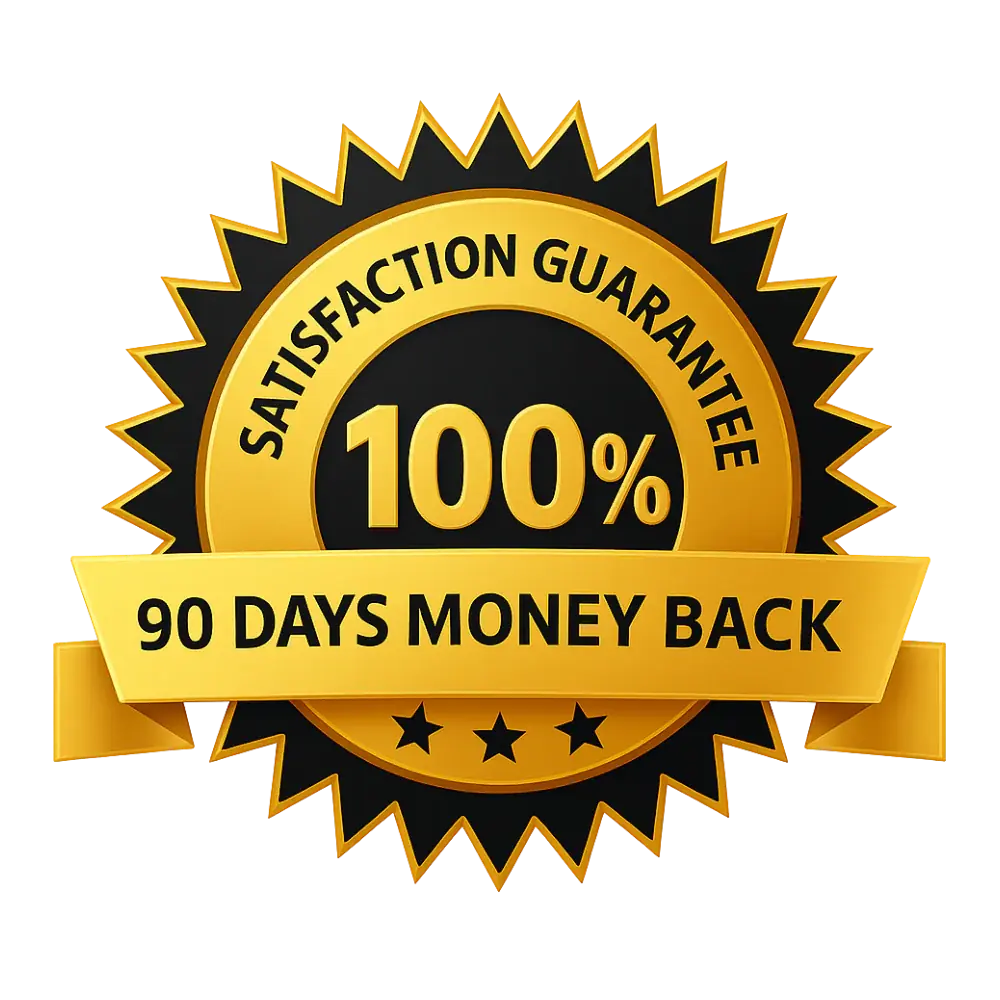 90-day money-back guarantee badge